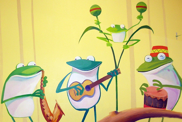 kermit's hermits : off the wall : children's murals, landscape murals | Scott Willis Murals | Bay Area | San Francisco | San Jose | Oakland  | Peninsula
