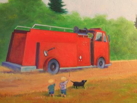FIREFIGHTER ROOM main mural : themed rooms : children's murals, landscape murals | Scott Willis Murals | Bay Area | San Francisco | San Jose | Oakland  | Peninsula