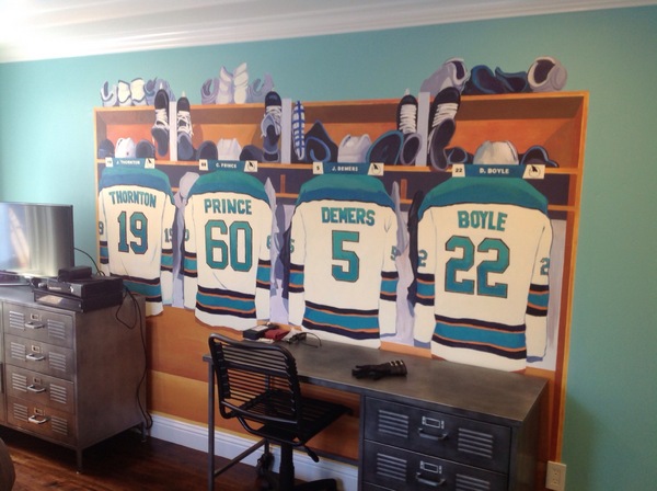 SAN JOSE SHARKS ROOM : themed rooms : children's murals, landscape murals | Scott Willis Murals | Bay Area | San Francisco | San Jose | Oakland  | Peninsula