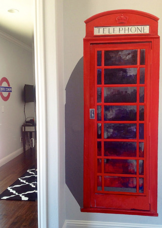 British phone booth, Los Gatos, 8x4' : murals : children's murals, landscape murals | Scott Willis Murals | Bay Area | San Francisco | San Jose | Oakland  | Peninsula