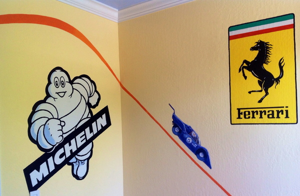 HOT WHEELS ROOM : themed rooms : children's murals, landscape murals | Scott Willis Murals | Bay Area | San Francisco | San Jose | Oakland  | Peninsula
