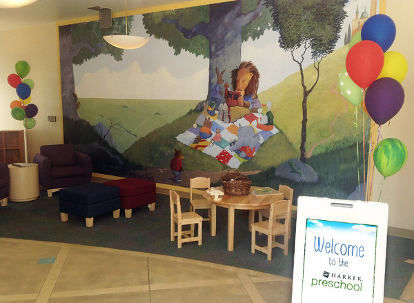 Harker Preschool mural, San Jose, 10x20' : murals : children's murals, landscape murals | Scott Willis Murals | Bay Area | San Francisco | San Jose | Oakland  | Peninsula