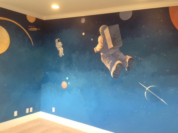 SPACE ROOM, 9x16, San Jose : themed rooms : children's murals, landscape murals | Scott Willis Murals | Bay Area | San Francisco | San Jose | Oakland  | Peninsula