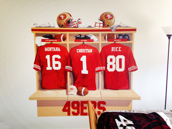 NINERS ROOM detail : themed rooms : children's murals, landscape murals | Scott Willis Murals | Bay Area | San Francisco | San Jose | Oakland  | Peninsula