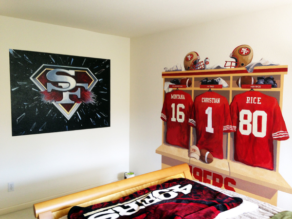 CHRISTIAN'S NINERS ROOM : themed rooms : children's murals, landscape murals | Scott Willis Murals | Bay Area | San Francisco | San Jose | Oakland  | Peninsula