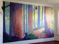 Redwood forest mural, San Francisco, 10x14'