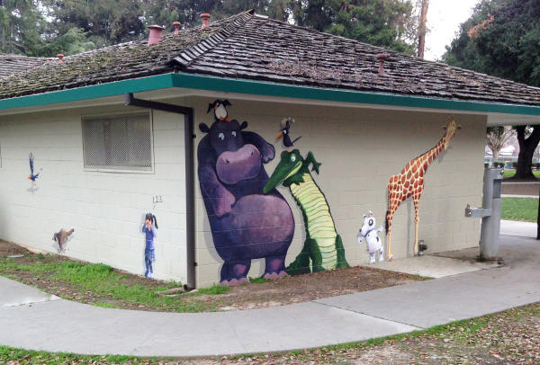 Hide n' Seek Mural, Bramhall Park, City of San Jose : murals : children's murals, landscape murals | Scott Willis Murals | Bay Area | San Francisco | San Jose | Oakland  | Peninsula