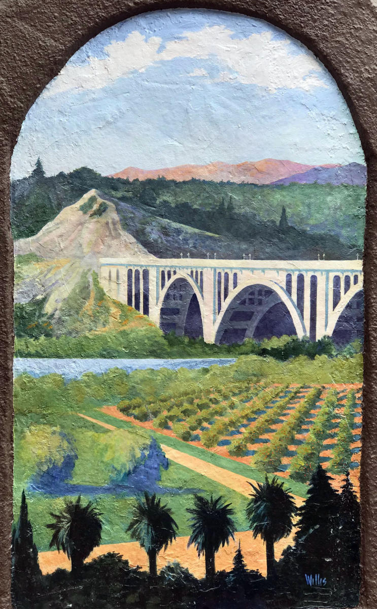 Detail Colorado Street Bridge, Pasadena : murals : children's murals, landscape murals | Scott Willis Murals | Bay Area | San Francisco | San Jose | Oakland  | Peninsula