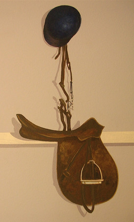EQUESTRIAN ROOM tack wall detail  : themed rooms : children's murals, landscape murals | Scott Willis Murals | Bay Area | San Francisco | San Jose | Oakland  | Peninsula
